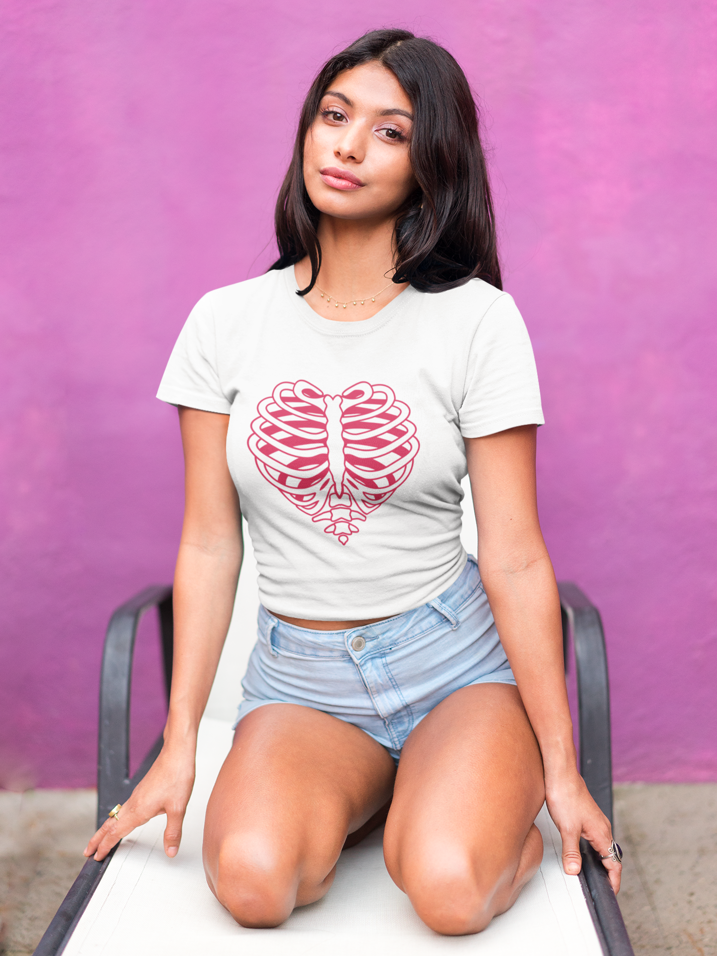 Heart Structure Pink Crop Top