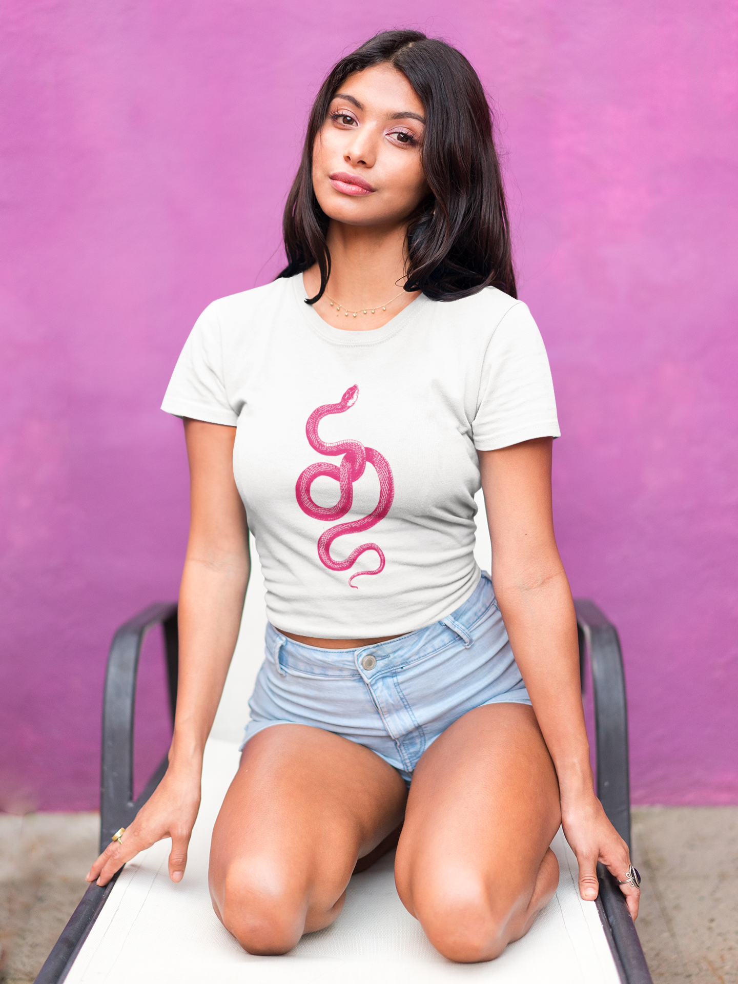 Pink Snake Crop Top