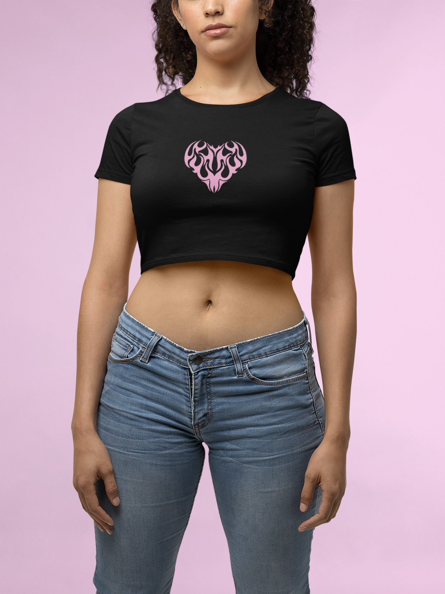 Fire Pink Heart Crop Top