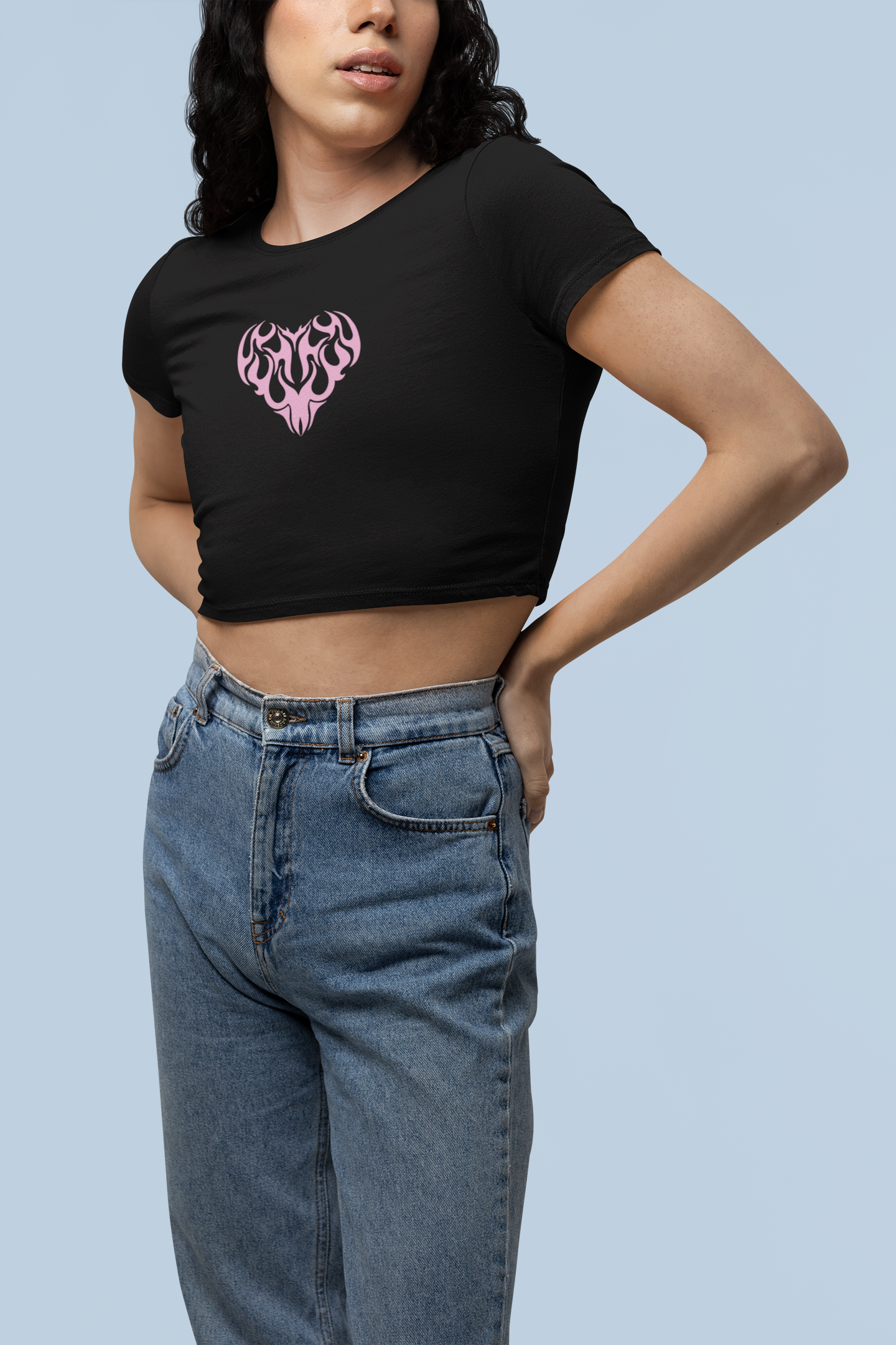 Fire Pink Heart Crop Top