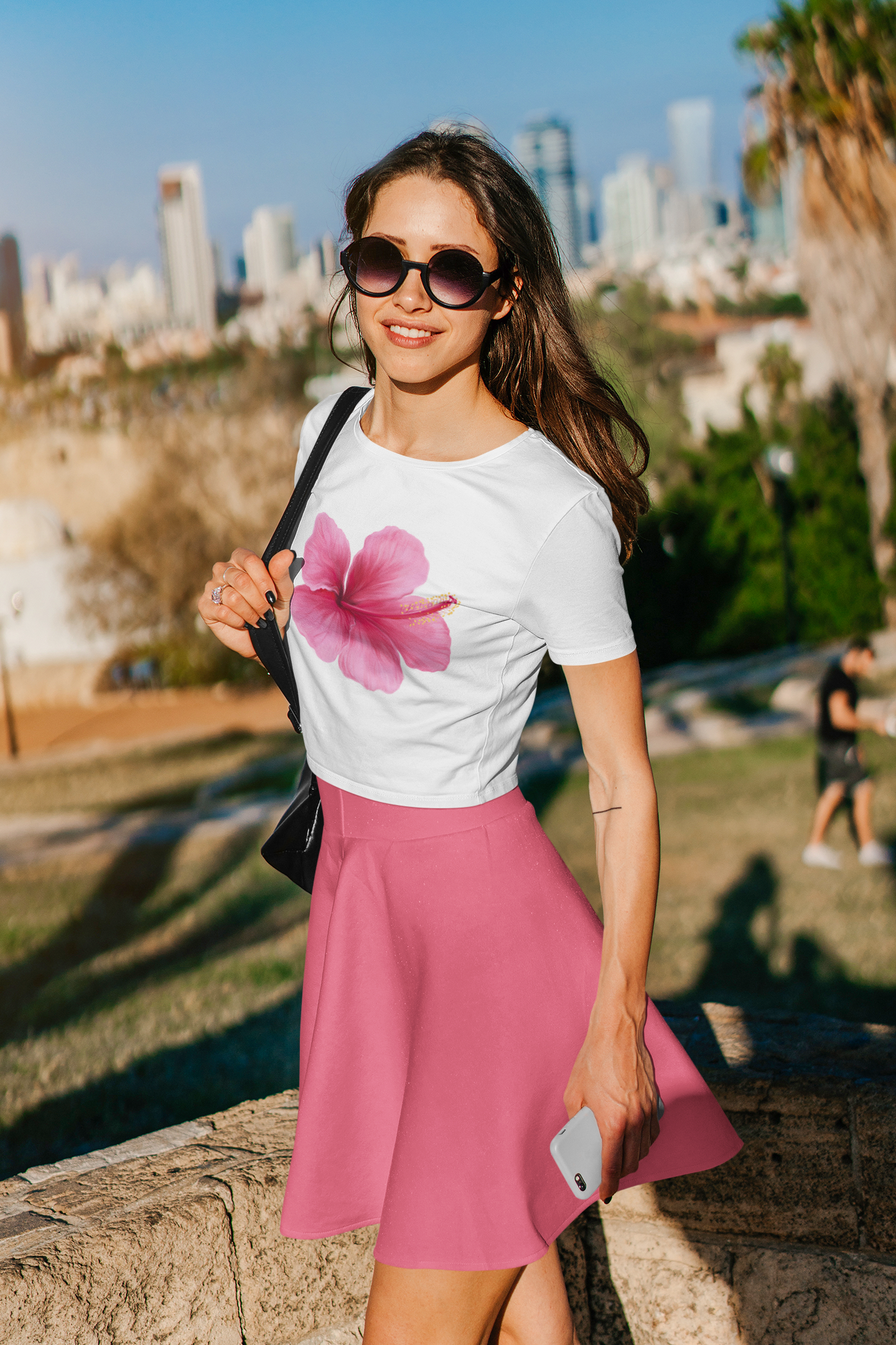 Pink Flower Crop Top