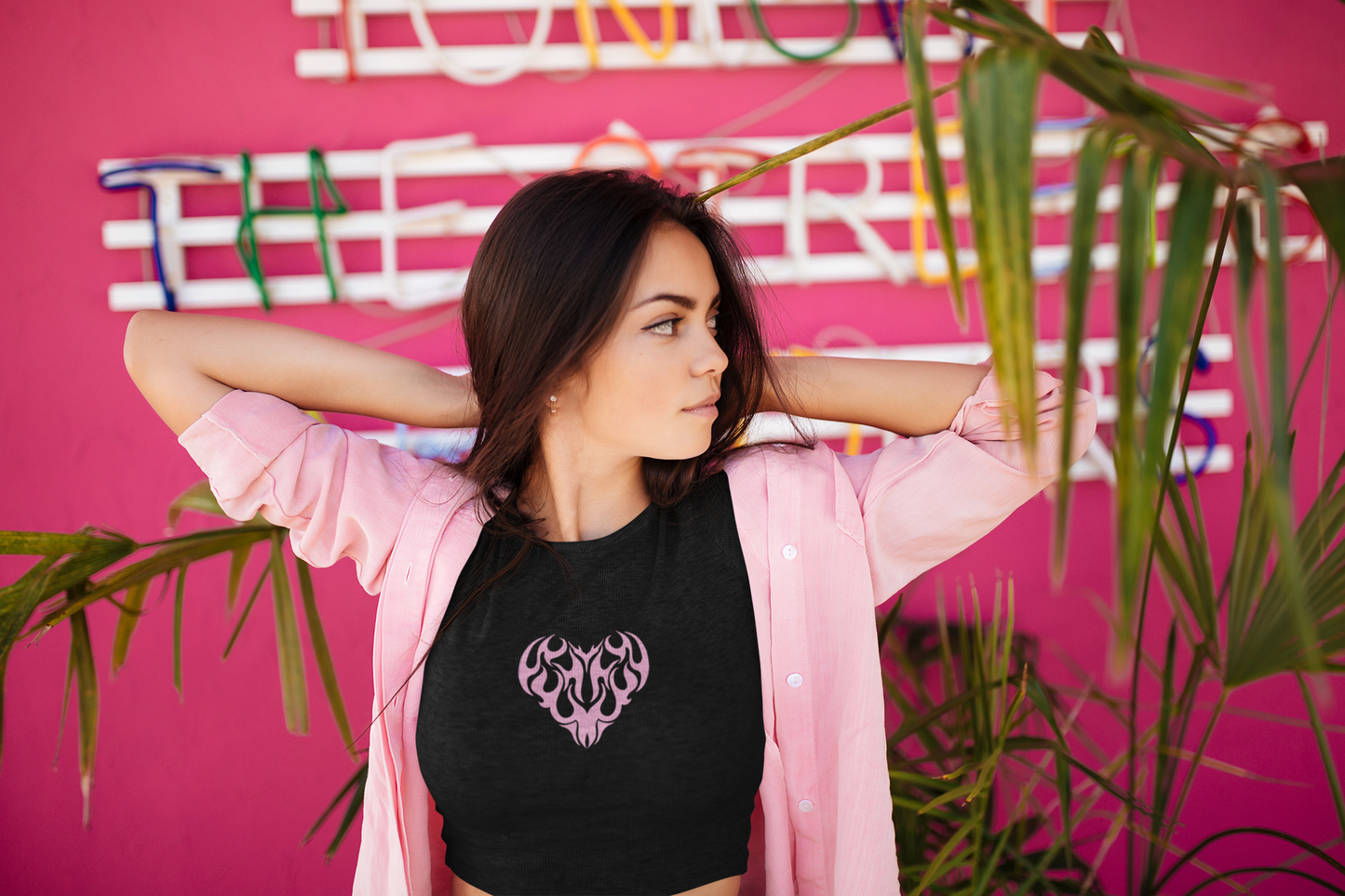 Fire Pink Heart Crop Top