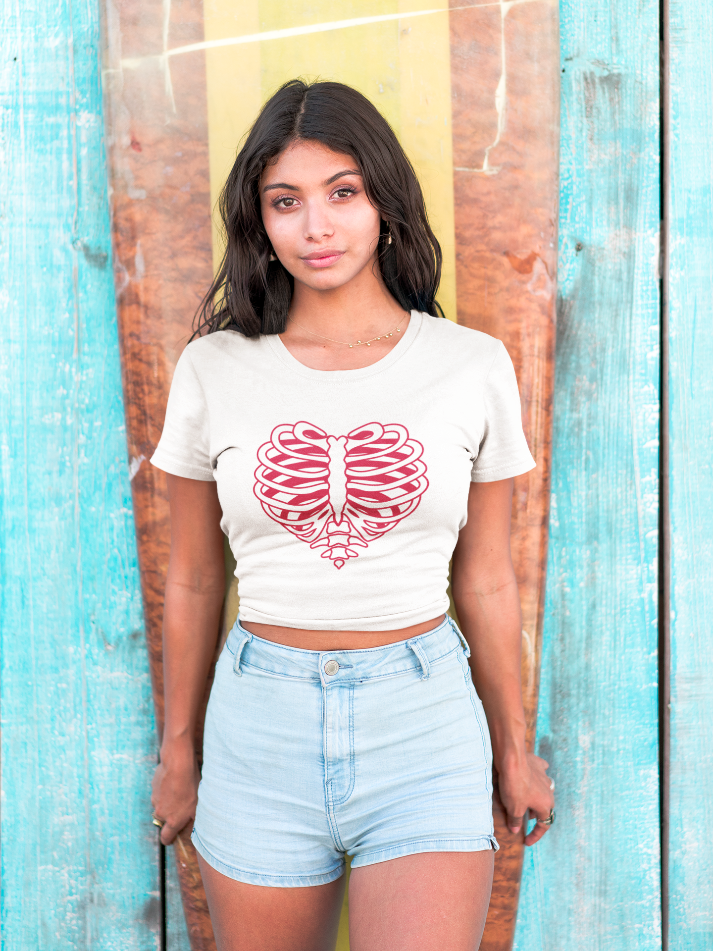 Heart Structure Pink Crop Top