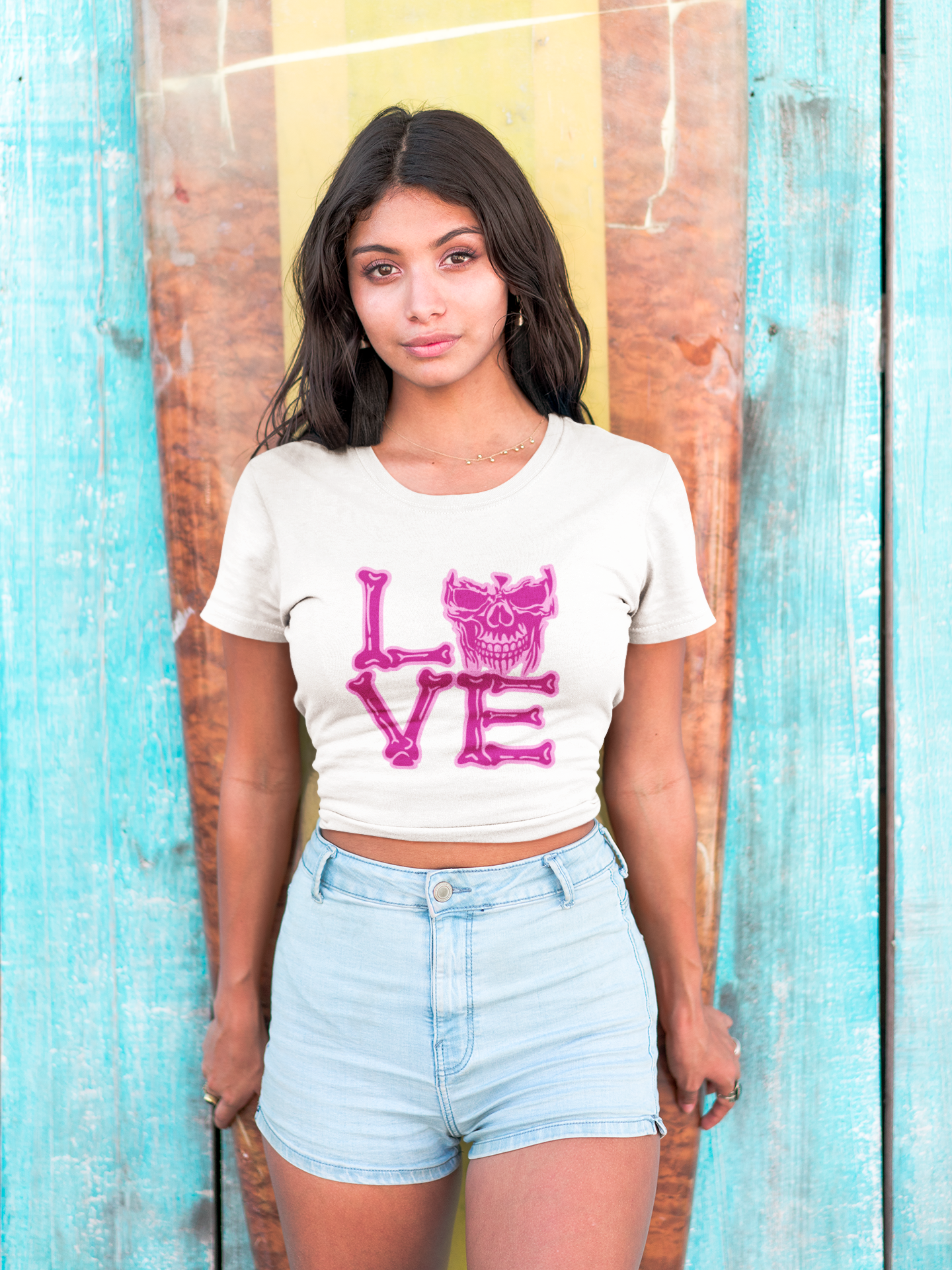 Love Pink Skull Crop Top