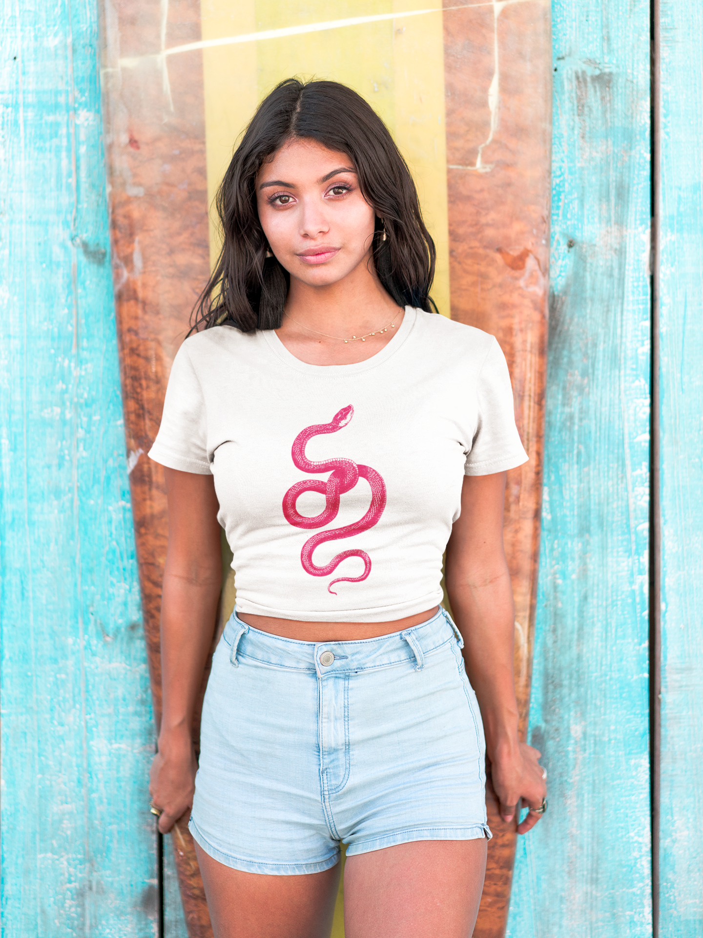 Pink Snake Crop Top