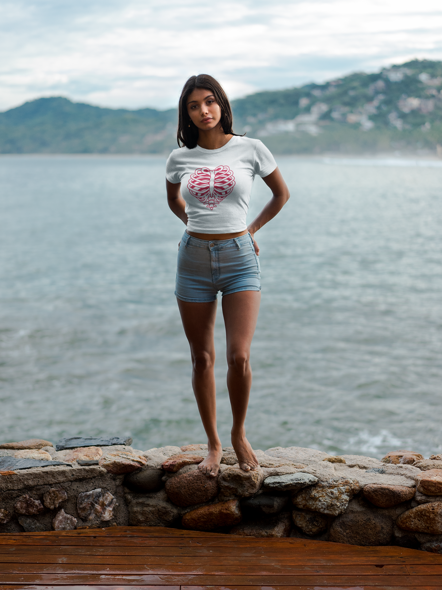 Heart Structure Pink Crop Top