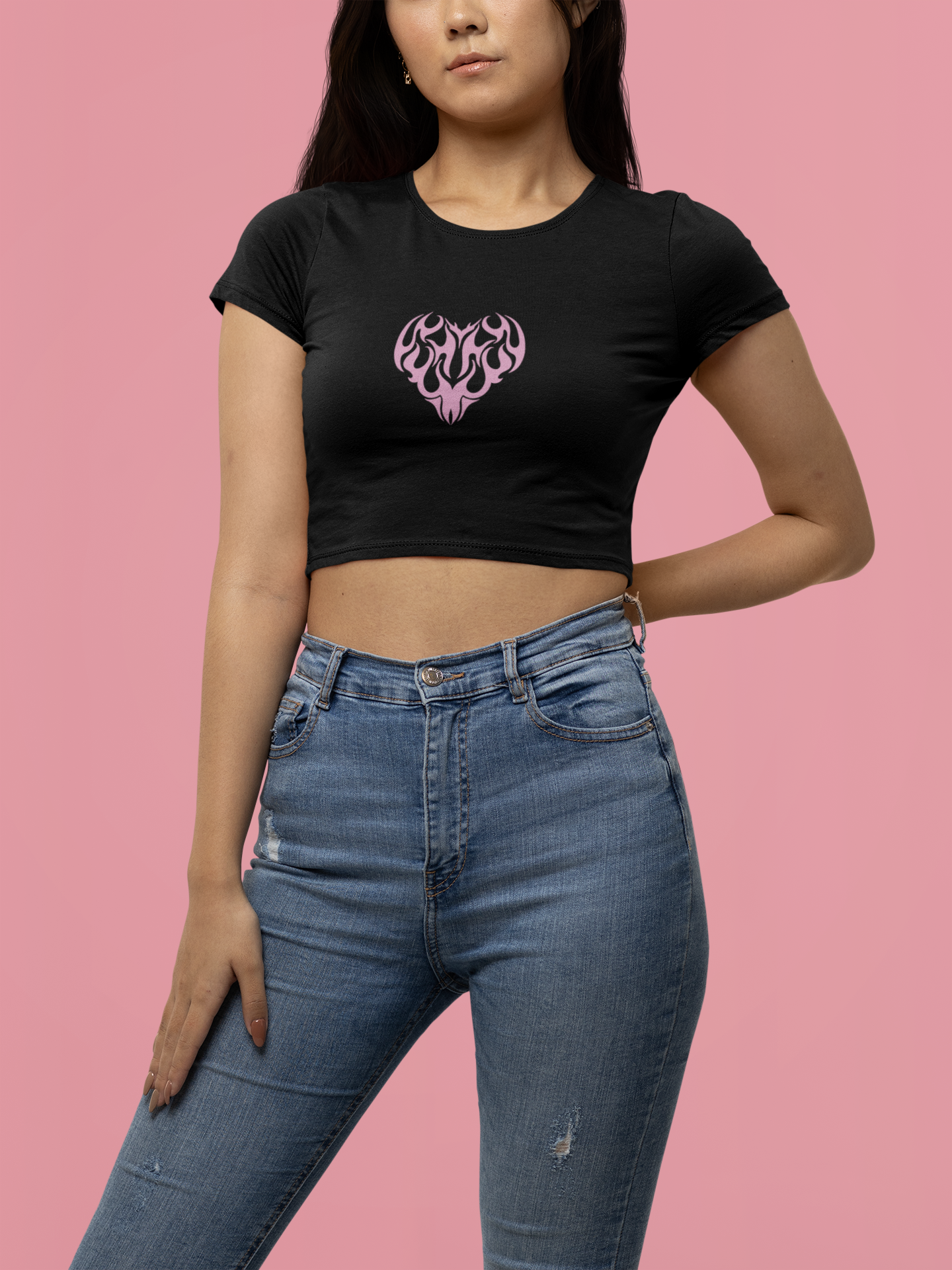 Fire Pink Heart Crop Top